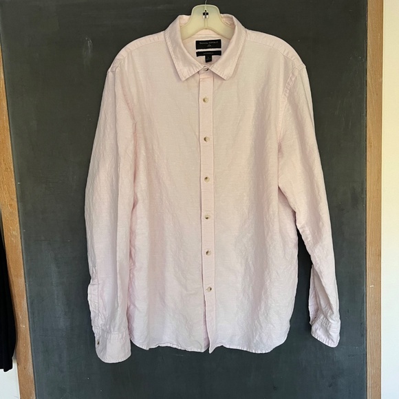Mens Banana Republic Pink Linen Dress Shirt, Size L - Picture 7 of 11
